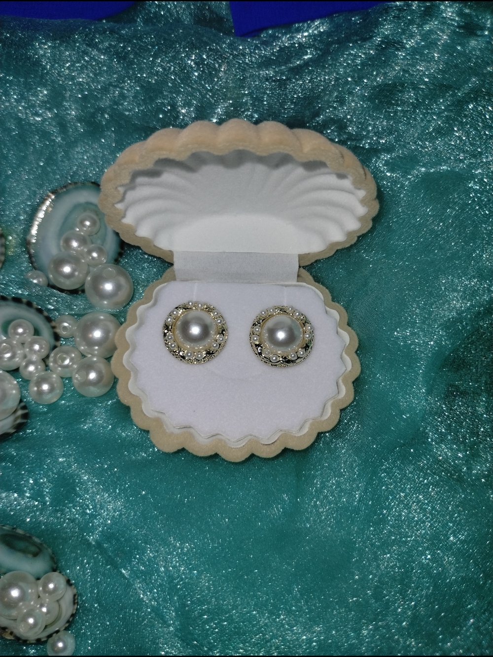 Elegant Pearl Halo Stud Bridal Earrings - Wedding Jewelry